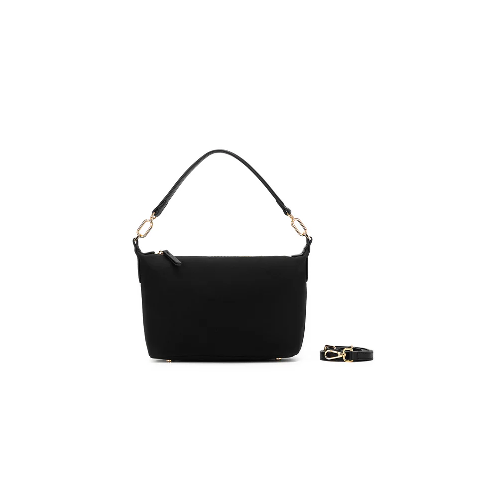 BLACK CAVIAR ROBIN SUEDE TOP HANDLE CROSSBODY BAG