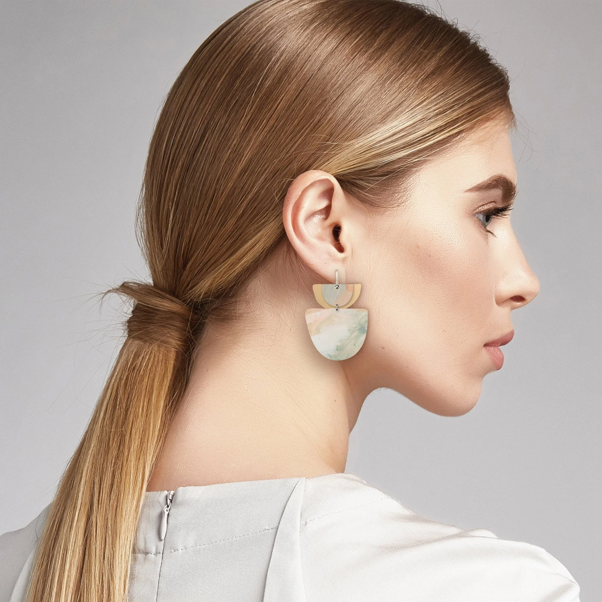 KIASMIN 2 AURA LAYERED DOUBLE BELL DROP EARRINGS