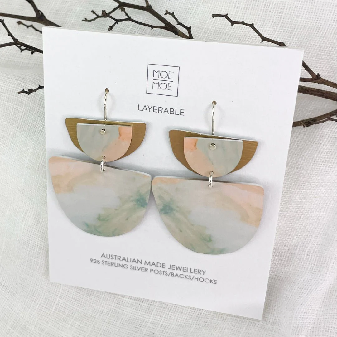 KIASMIN 2 AURA LAYERED DOUBLE BELL DROP EARRINGS