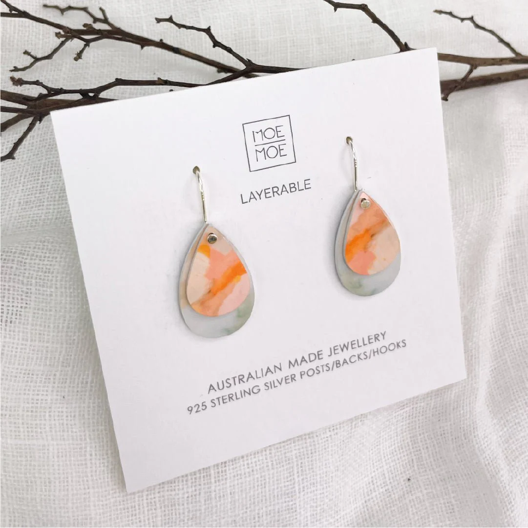 KIASMIN 2 SUNSET DOUBLE TEAR DROP EARRINGS