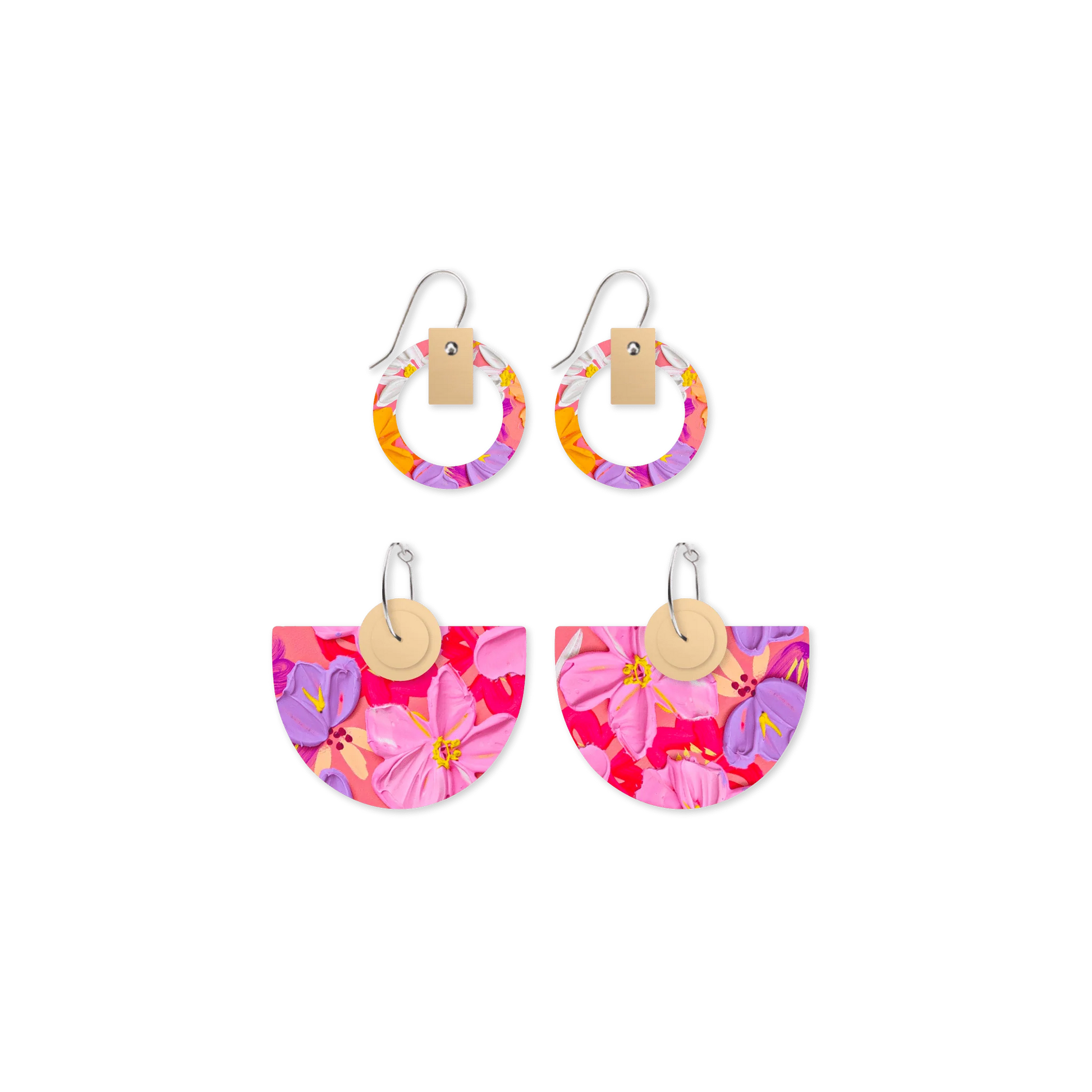 ALEX MASON SORBET BLOOMS LAYERED FAN HOOP EARING