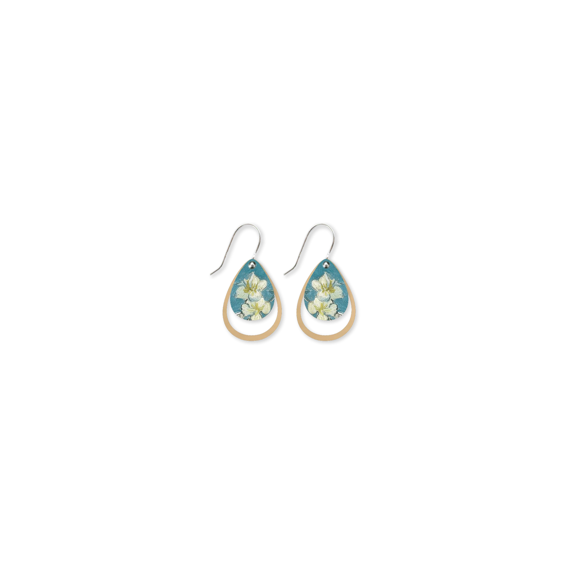 VAN GOGH ALMOND BLOSSOMS LAYERED ICONIC DROP EARRINGS