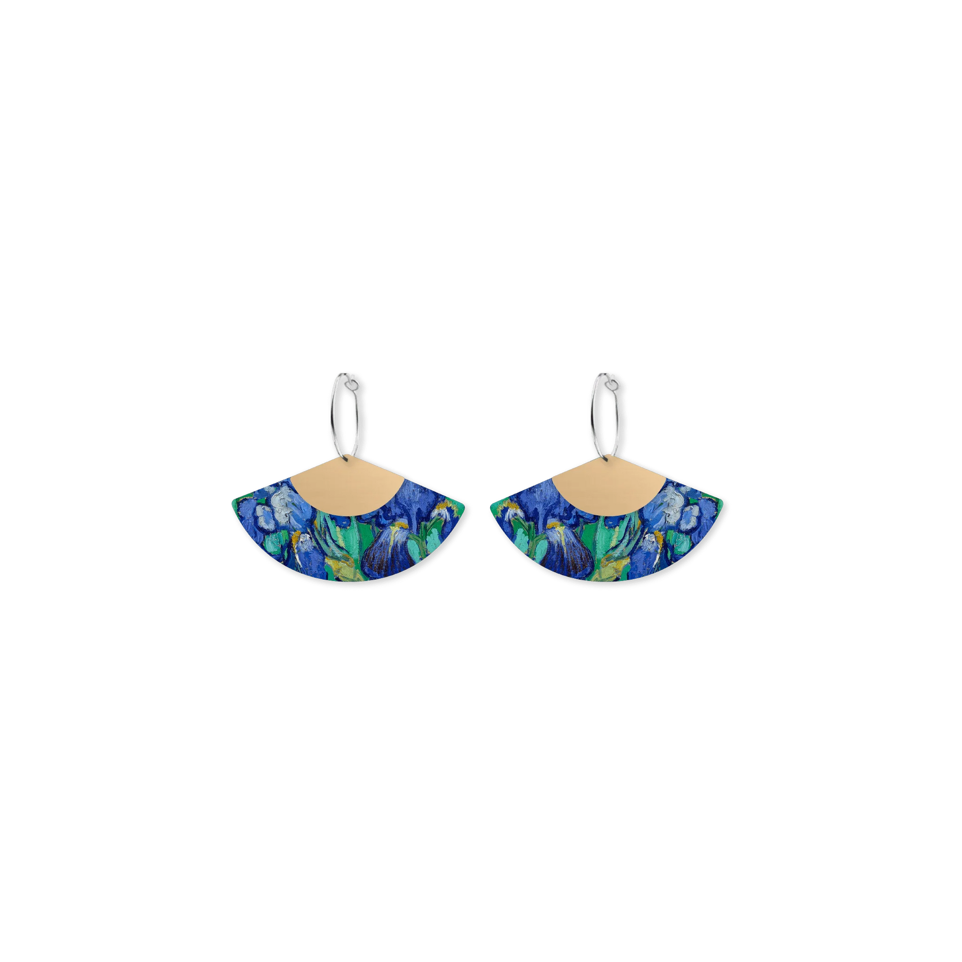 VAN GOGH IRISES LAYERED FAN HOOP EARRINGS