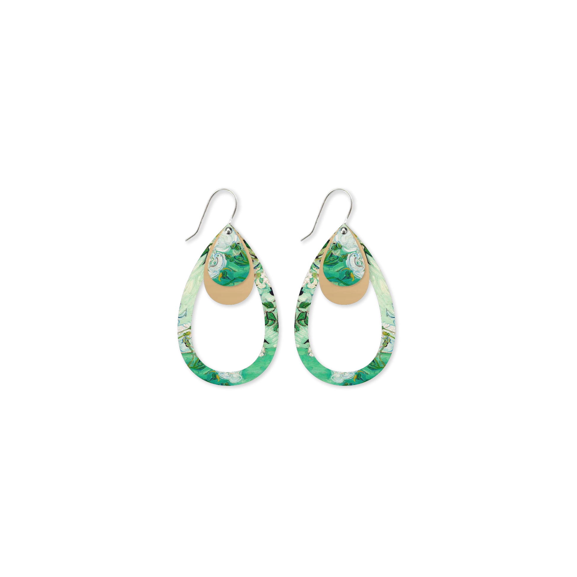 VAN GOGH ROSES LAYERED OUTLINE TEAR DROP EARRINGS