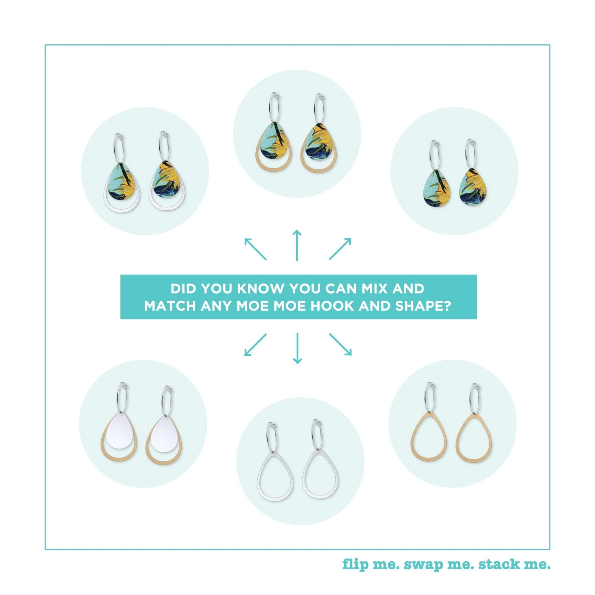 VAN GOGH SUNFLOWERS LAYERED ICONIC OUTLINE HOOP EARRINGS