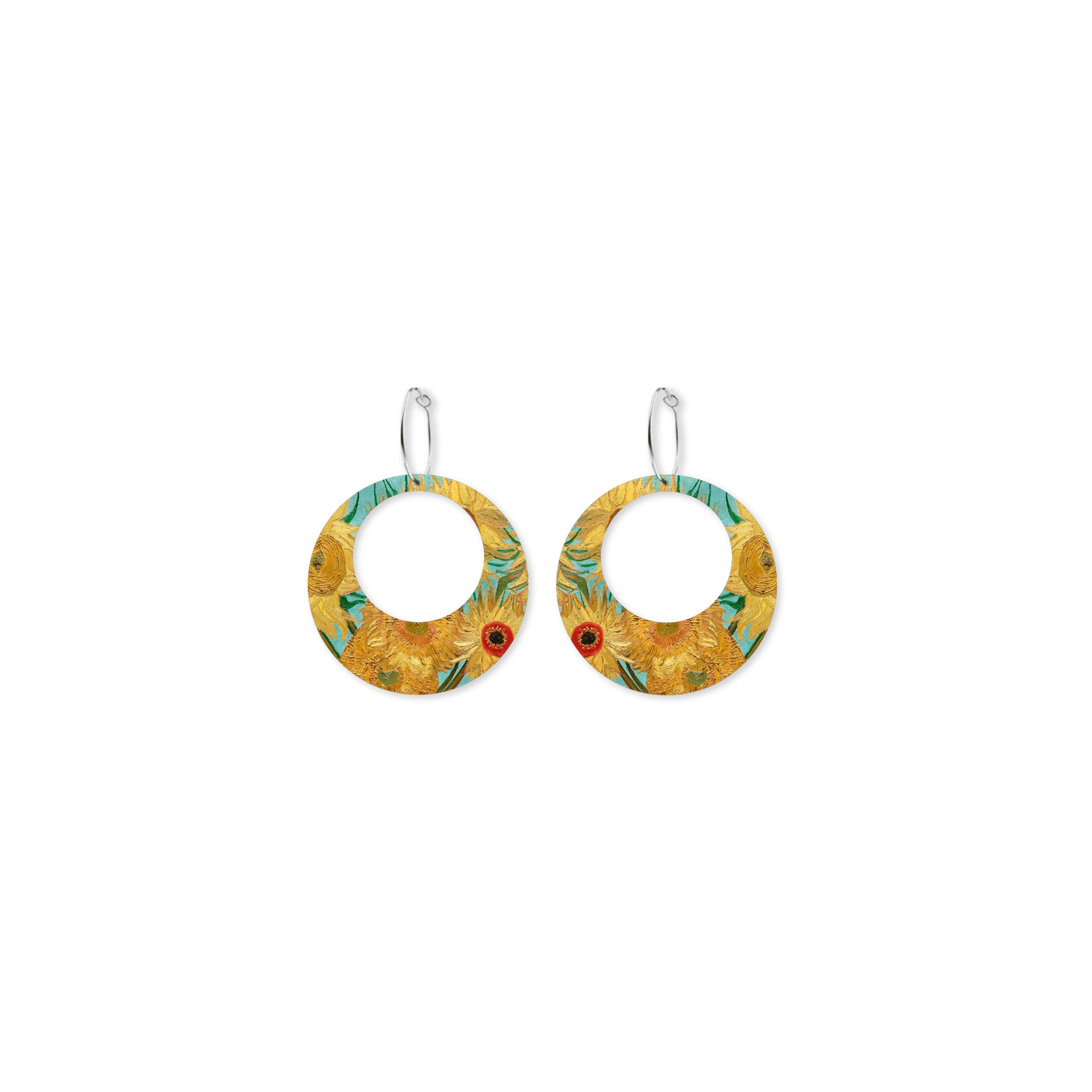 VAN GOGH SUNFLOWERS RETRO HOOP EARRINGS
