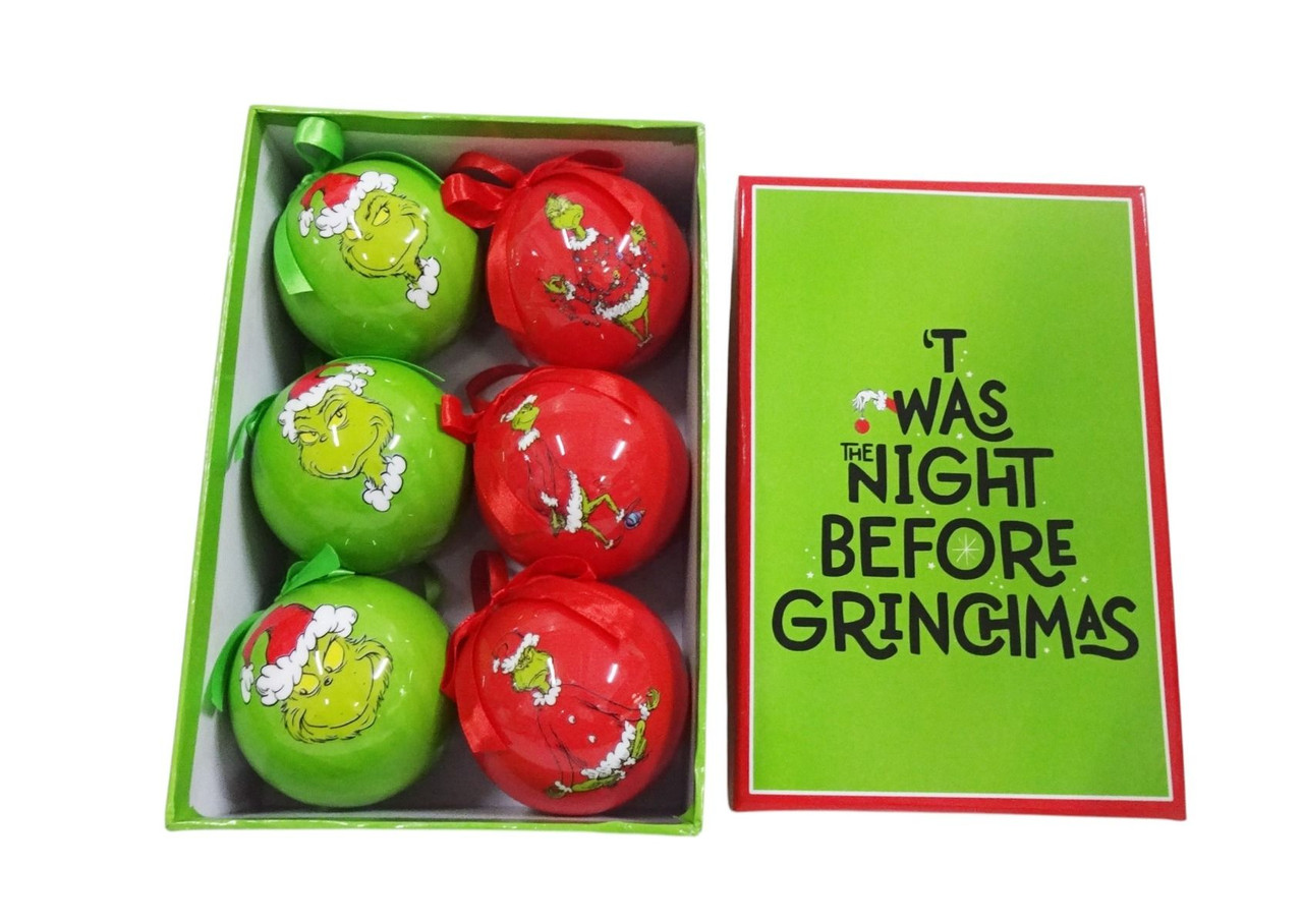 SET OF 6 GRINCH BAUBLES