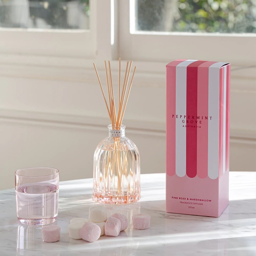 PEPPERMINT GROVE - REED DIFFUSER | PINK ROSE & MARSHMALLOW 350ML