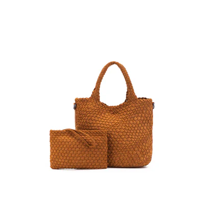 BLACK CAVIAR ARIELLE TAN 2PCE SUEDE TOP HANDLE