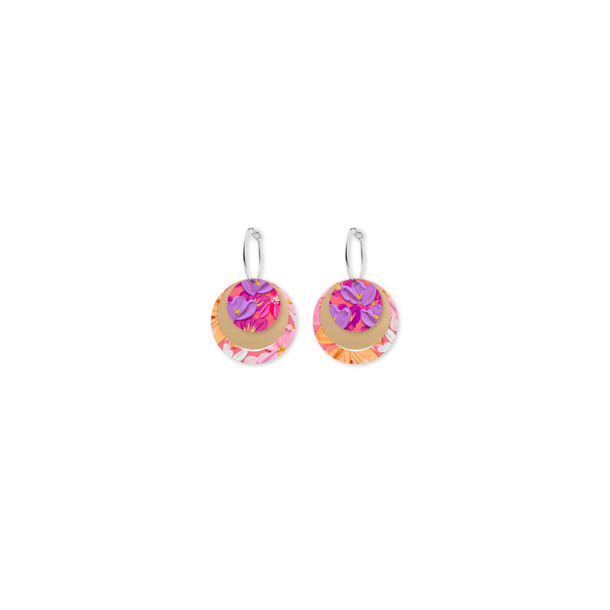 ALEX MASON SORBET BLOOMS THREE CIRCLE HOOP EARRING