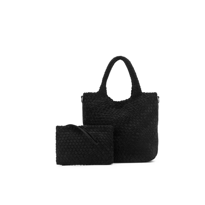 BLACK CAVIAR ARIELLE BLACK 2 PCE SUEDE TOP HANDLE