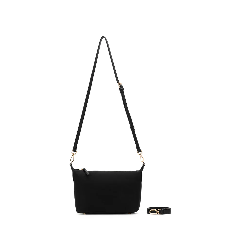 BLACK CAVIAR ROBIN SUEDE TOP HANDLE CROSSBODY BAG