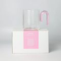 SAGE & COOPER ARCHER RIBBED GLASS CUP - CLEAR/TAFFY PINK 
