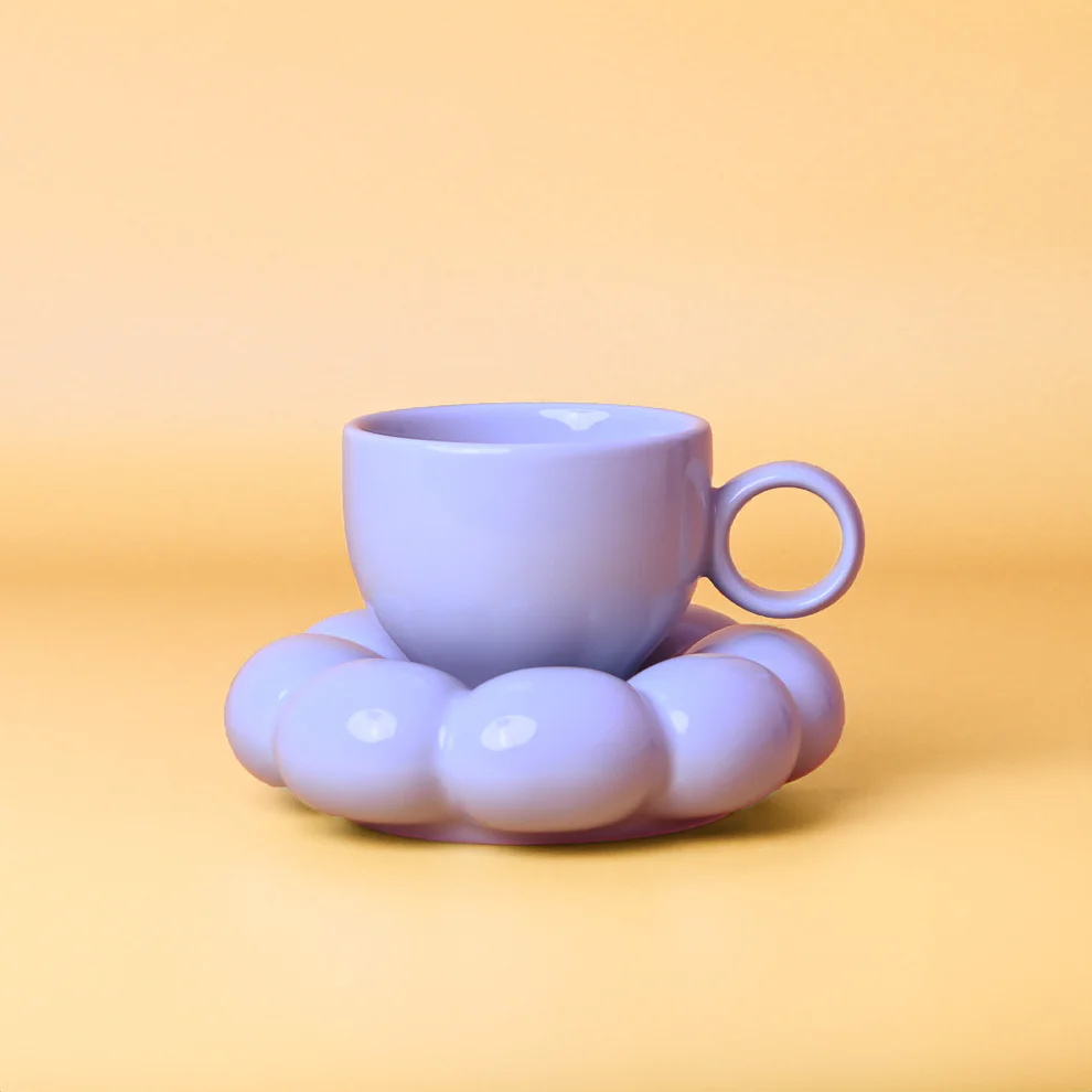 SAGE & COOPER LOTTIE MUG & SAUCER - PURPLE