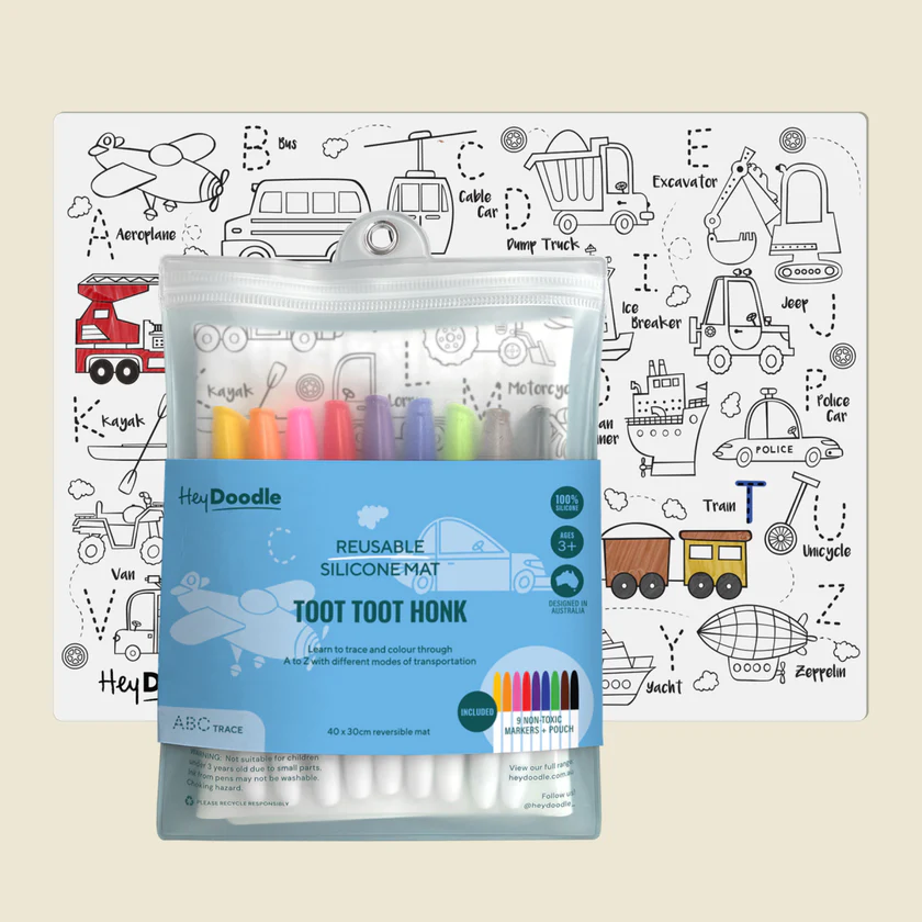 HEY DOODLE REUSABLE SILICONE MAT | TOOT TOOT HONK