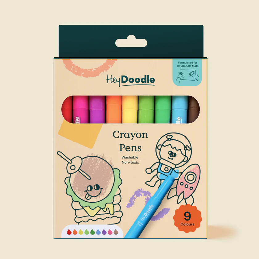 HEY DOODLE - WASHABLE CRAYON PENS | 9 COLOURS