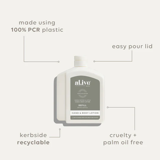 AL.IVE BODY - LOTION REFILL | GREEN PEPPER & LOTUS 650ML