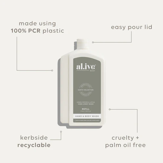 AL.IVE BODY - WASH REFILL | GREEN PEPPER & LOTUS 1L
