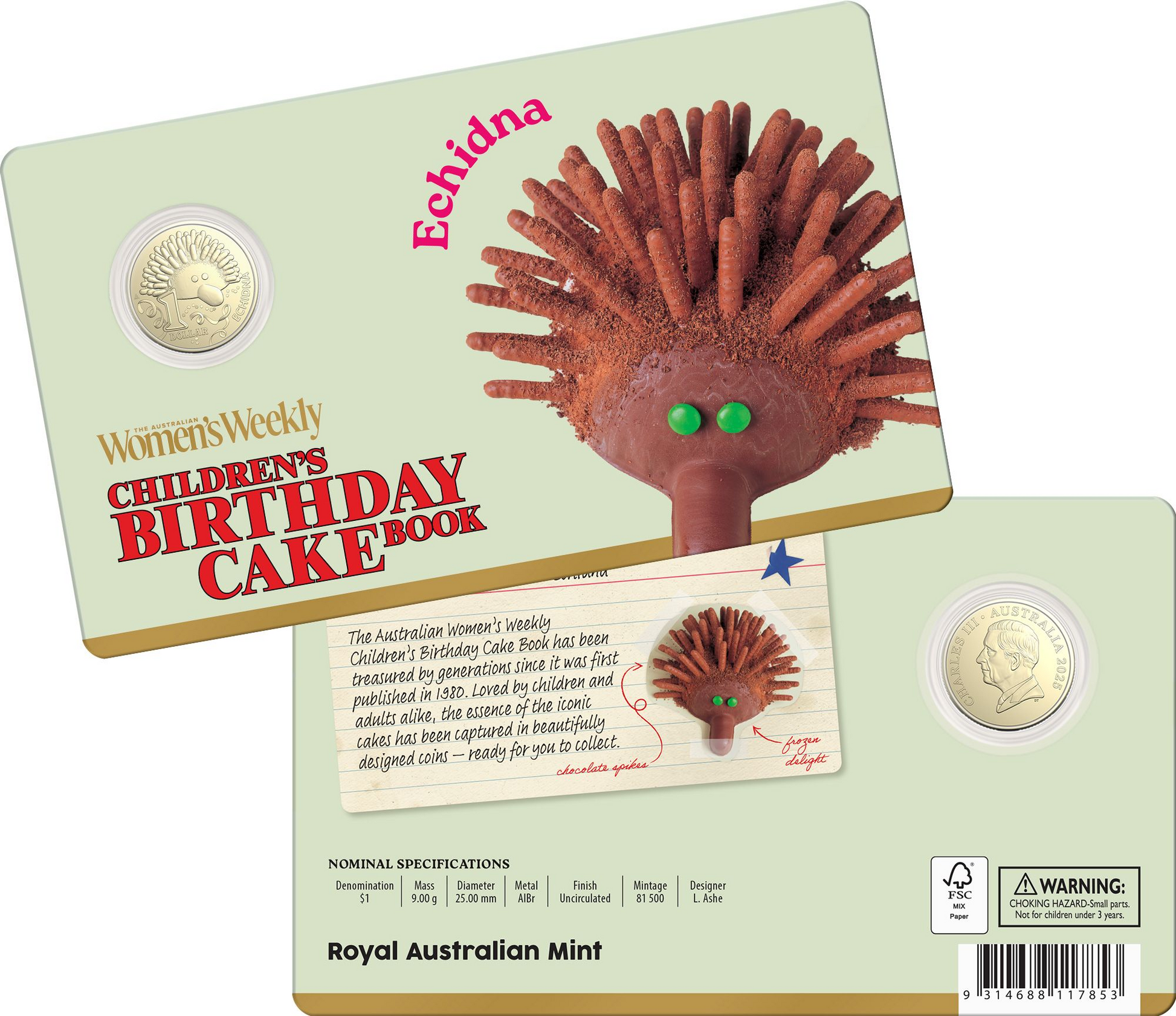AWW 2025 $1 UNCIRCULATED COIN ECHIDNA