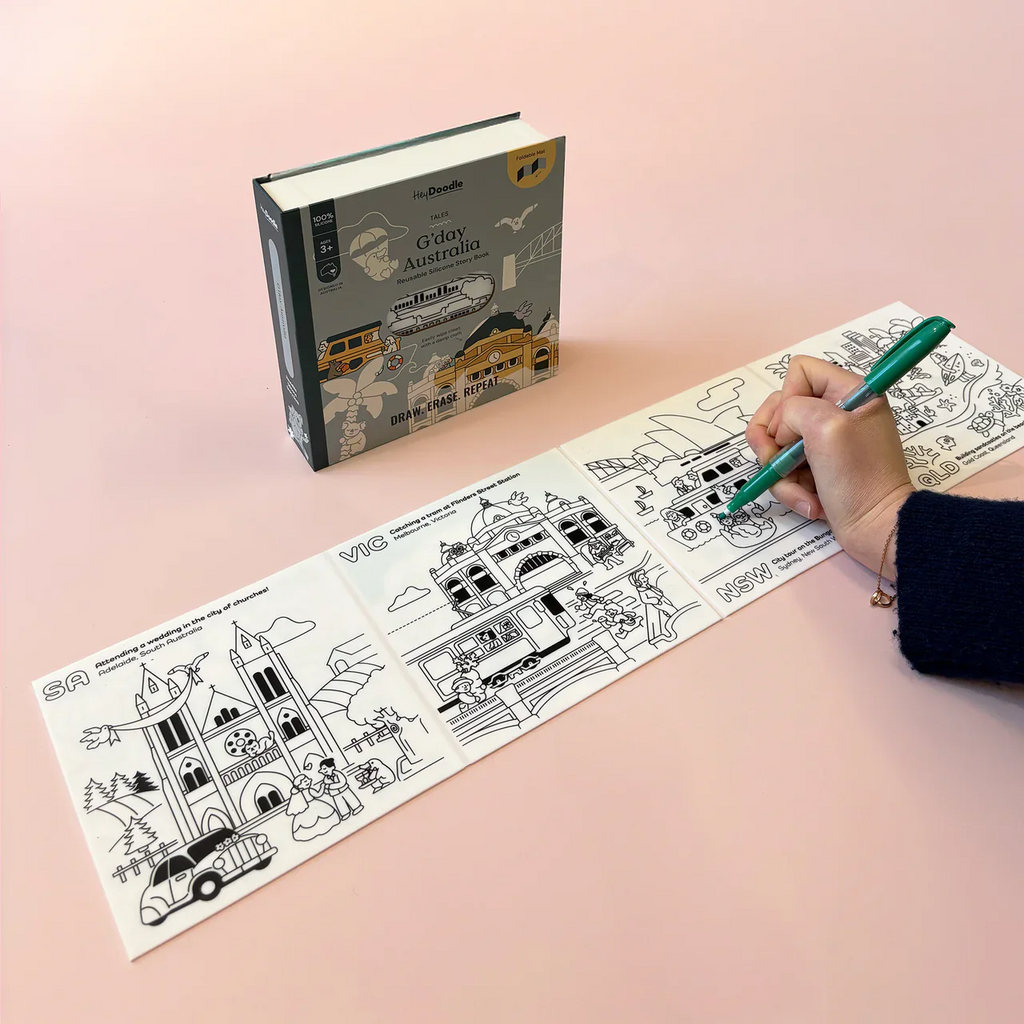 HEY DOODLE - REUSABLE COLOURING BOOK | G'DAY AUSTRALIA TALES