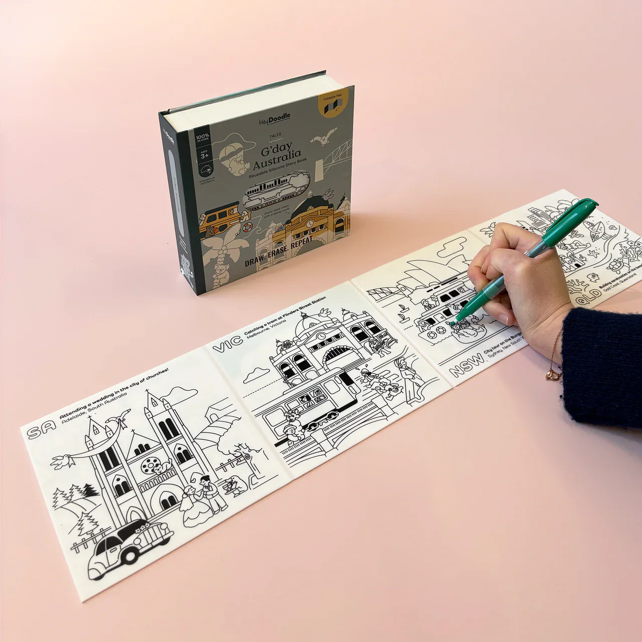 HEY DOODLE - REUSABLE COLOURING BOOK | G'DAY AUSTRALIA TALES