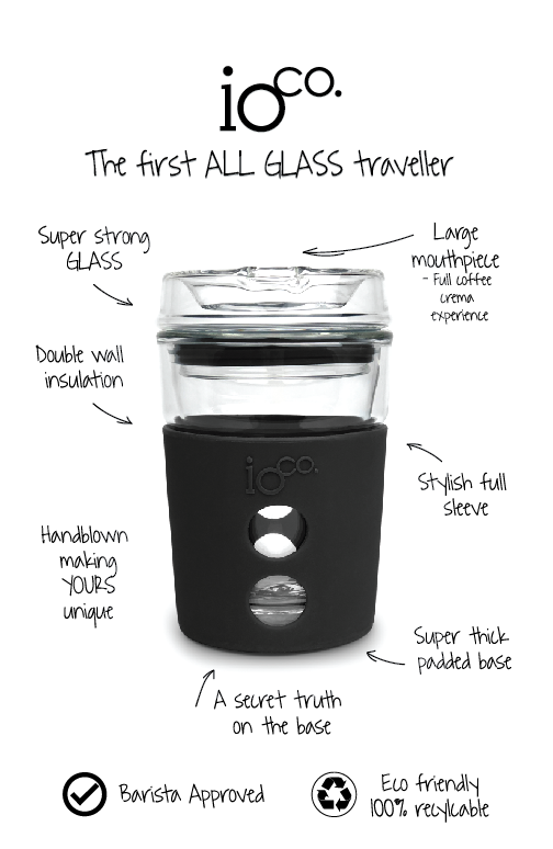 IOco - GLASS TRAVEL CUP 8OZ | BLACK NIGHT