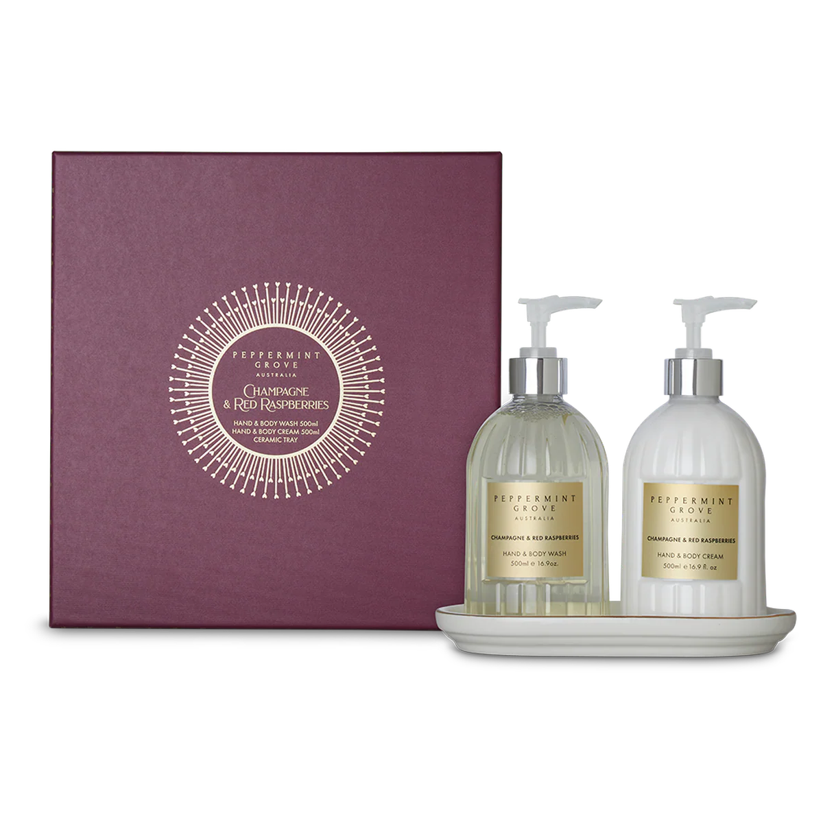 HAND + BODY WASH & CREAM 500ML SET | CHAMPAGNE & RED RASPBERRIES