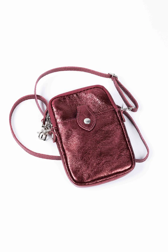 MAISON FANLI - PHONE POUCH | METALLIC BORDEAUX