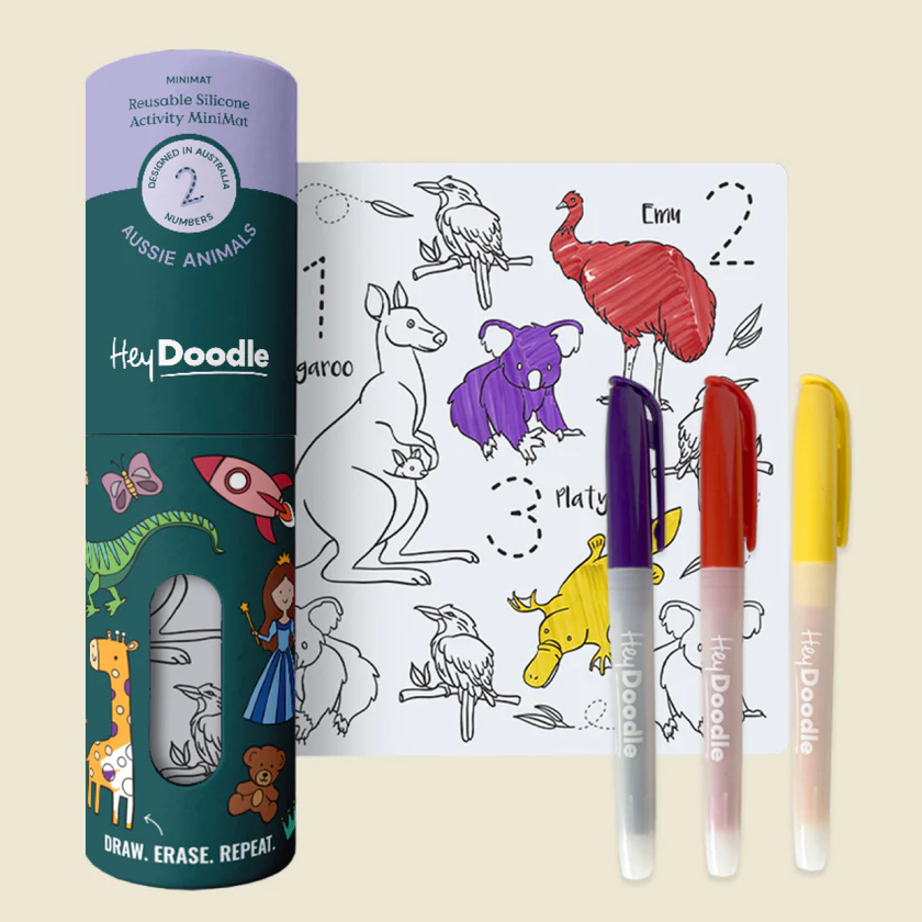 HEY DOODLE - MINI COLOURING AND DOODLE MAT | AUSSIE ANIMALS