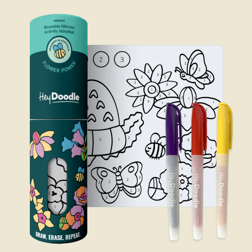 HEY DOODLE - MINI COLOURING AND DOODLE MAT | FLOWER POWER