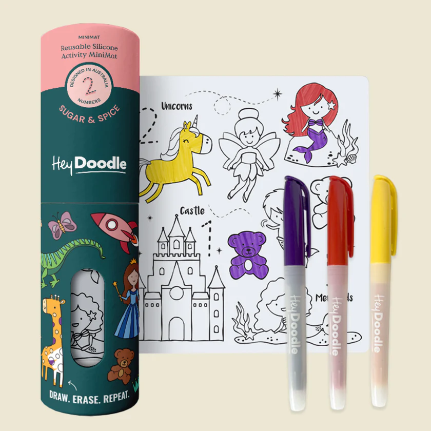 HEY DOODLE MINI COLOURING AND DOODLE MAT | SUGAR & SPICE