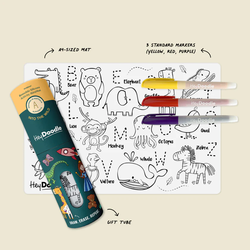 HEY DOODLE - MINI COLOURING AND DOODLE MAT | INTO THE WILD