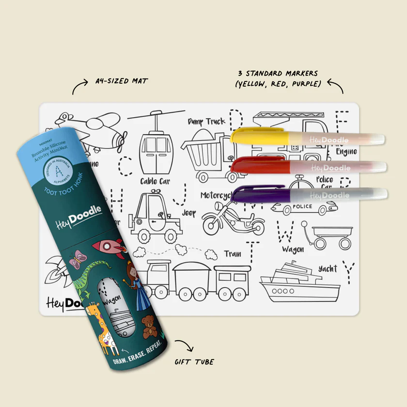 HEY DOODLE - MINI COLOURING AND DOODLE MAT | TOOT TOOT HONK