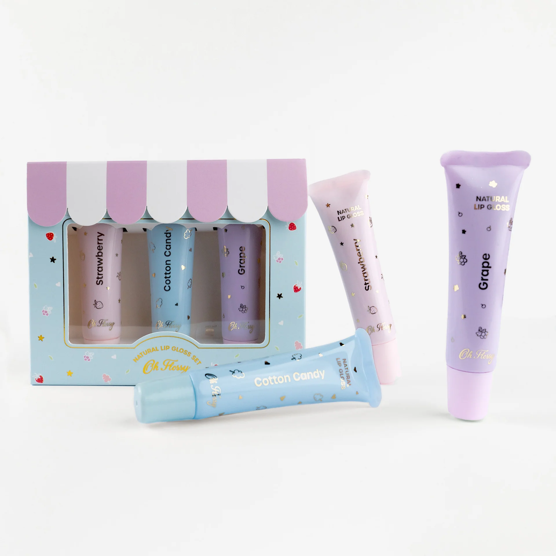 OH FLOSSY - LIP GLOSS | STRAWBERRY, GRAPE, COTTON CANDY