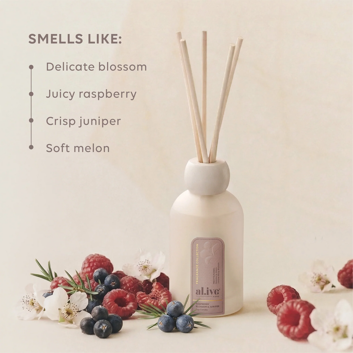 AL.IVE - REED DIFFUSER | RASPBERRY BLOSSOM & JUNIPER