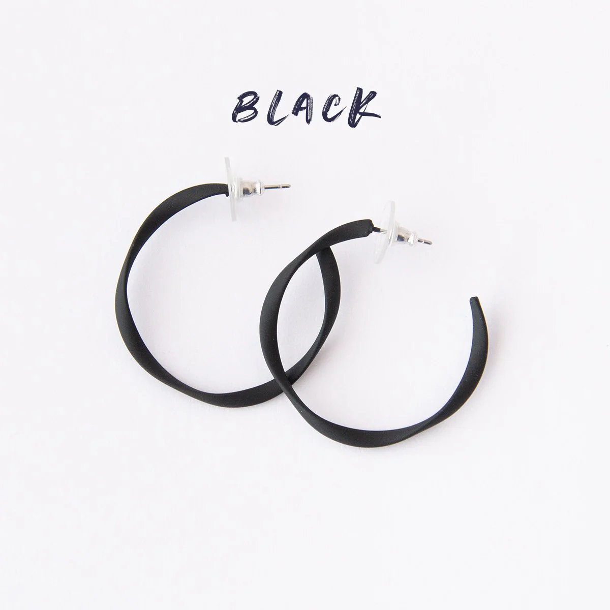 EVERYDAY TWISTED MIDI HOOP EARRINGS | BLACK
