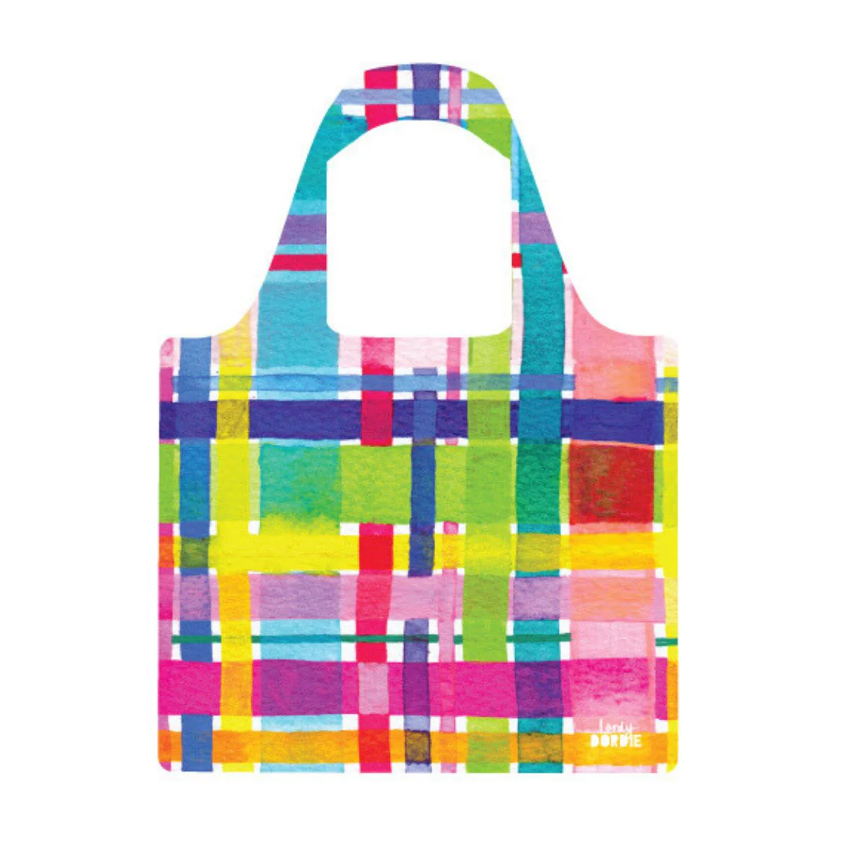 LORDY DORDIE RAINBOW GINGHAM REUSABLE SHOPPER BAG