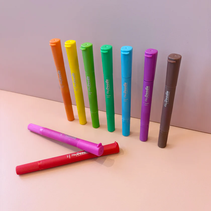 HEY DOODLE - WASHABLE CRAYON PENS | 9 COLOURS