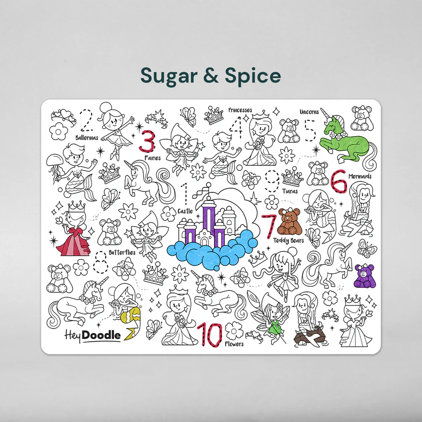 HEY DOODLE - REUSABLE COLOURING SILICONE MAT | SUGAR & SPICE