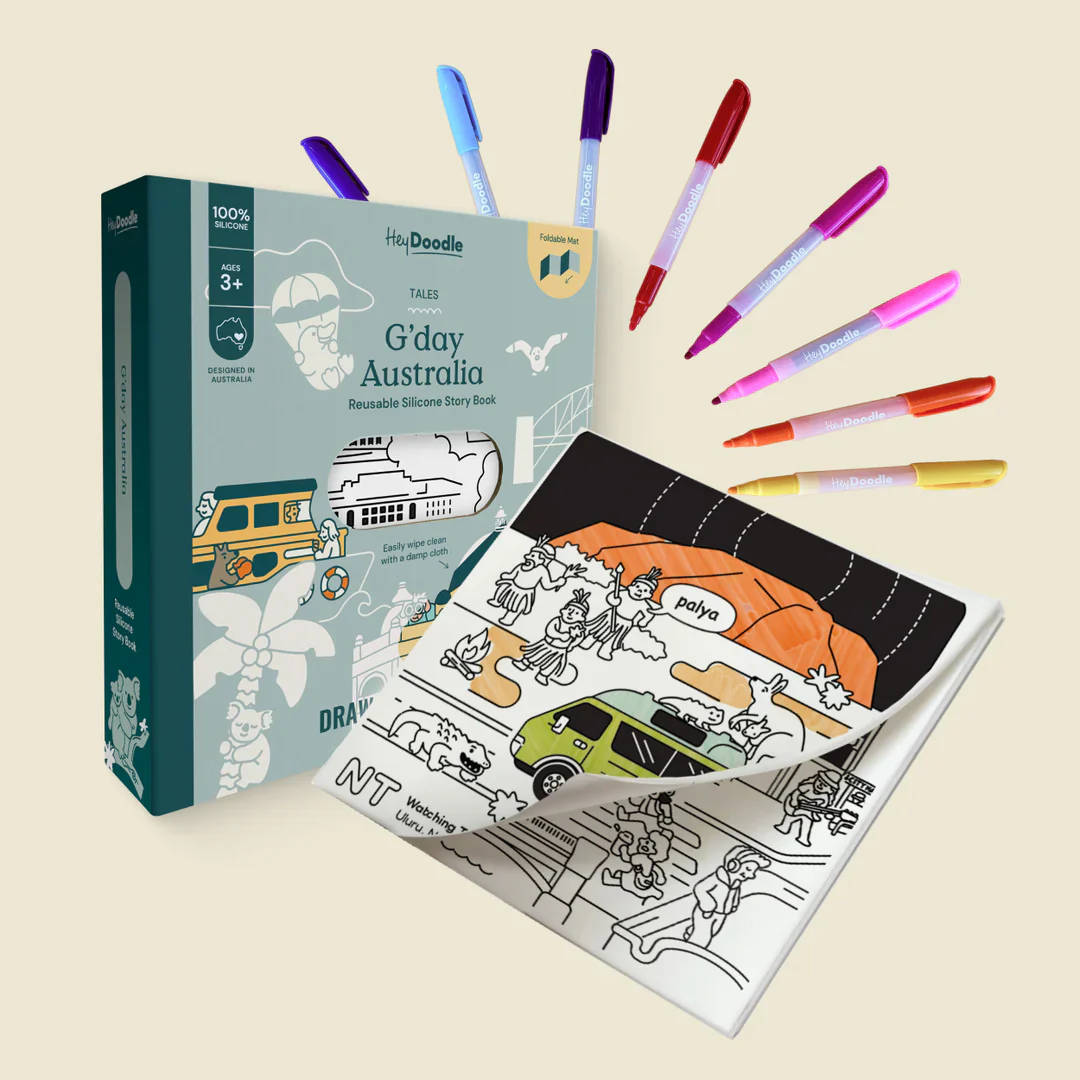HEY DOODLE - REUSABLE COLOURING BOOK | G'DAY AUSTRALIA TALES