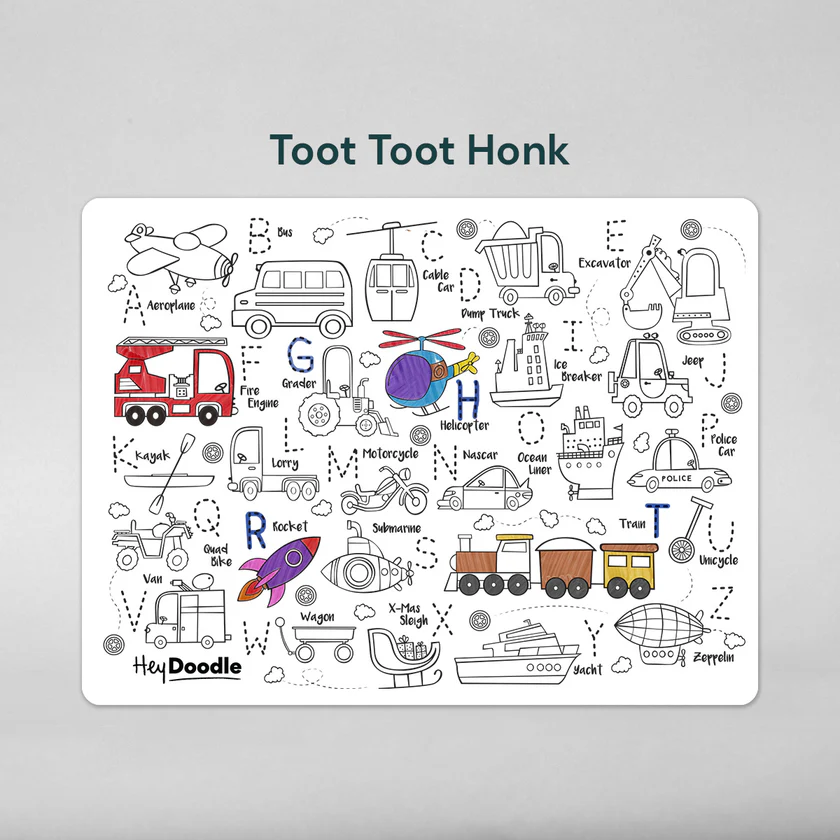 HEY DOODLE REUSABLE SILICONE MAT | TOOT TOOT HONK