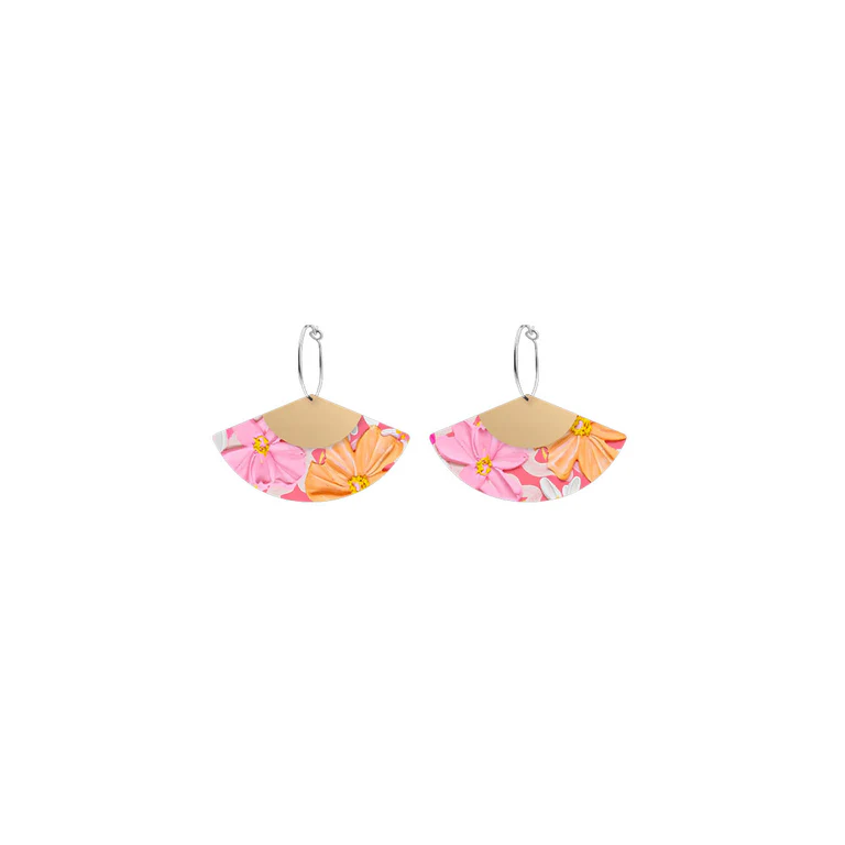 ALEX MASON SORBET BLOOMS LAYERED FAN HOOP EARRING