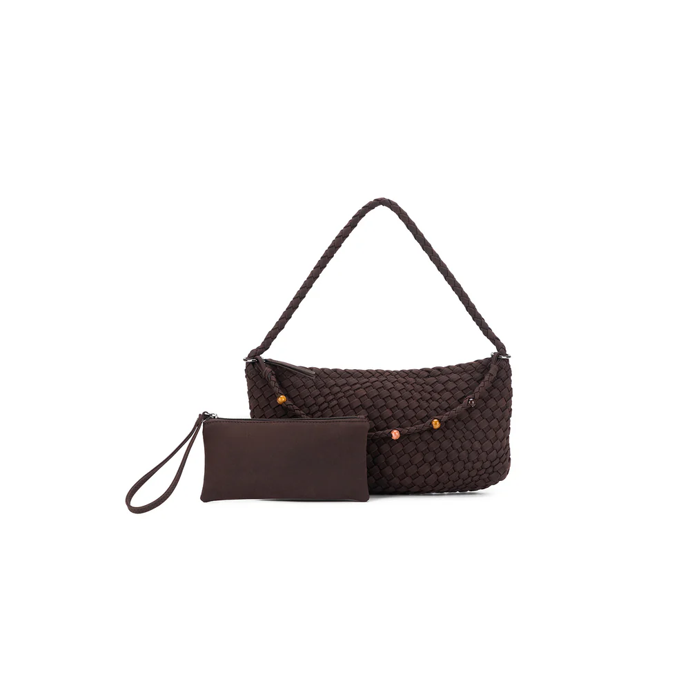 BLACK CAVIAR | NOLITA CHOCOLATE 2 PIECE EASTWEST HAND WOVEN SUEDETTE HANDBAG