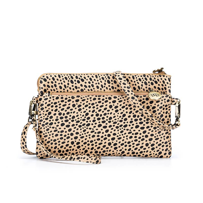 BLACK CAVIAR NINA PEBBLED CROSSBODY / CLUTCH