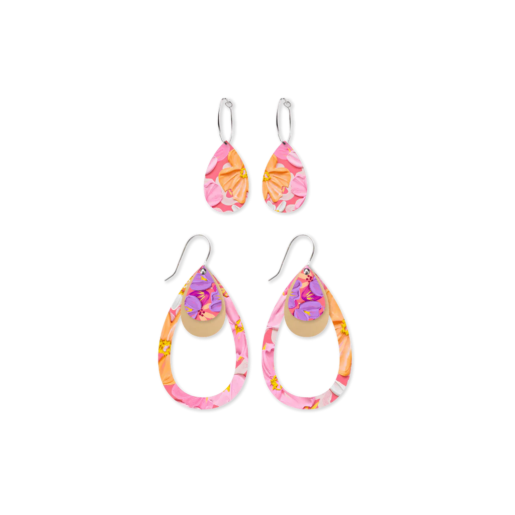ALEX MASON SORBET BLOOMS TRINITY TEAR PACK EARRING