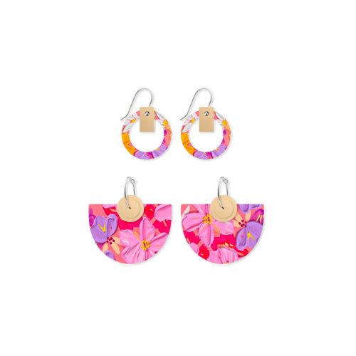 ALEX MASON SORBET BLOOMS LAYERED FAN HOOP EARING