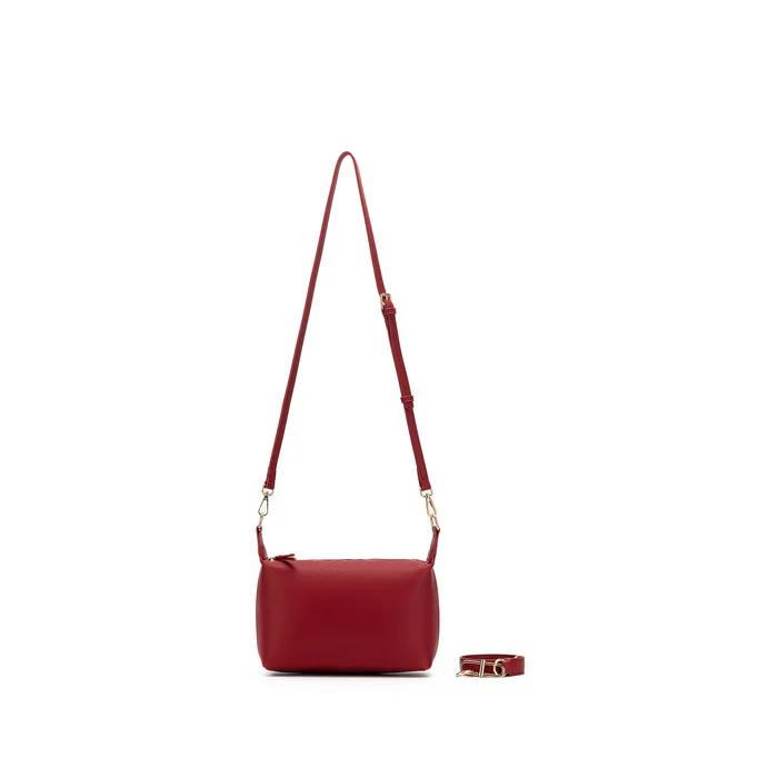 BLACK CAVIAR ELODIE DEEP RED TOP HANDLE CROSSBODY BAG