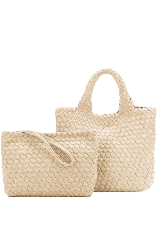 BLACK CAVIAR CHERIE CREAM 2PCE SUEDE MINI HANDBAG