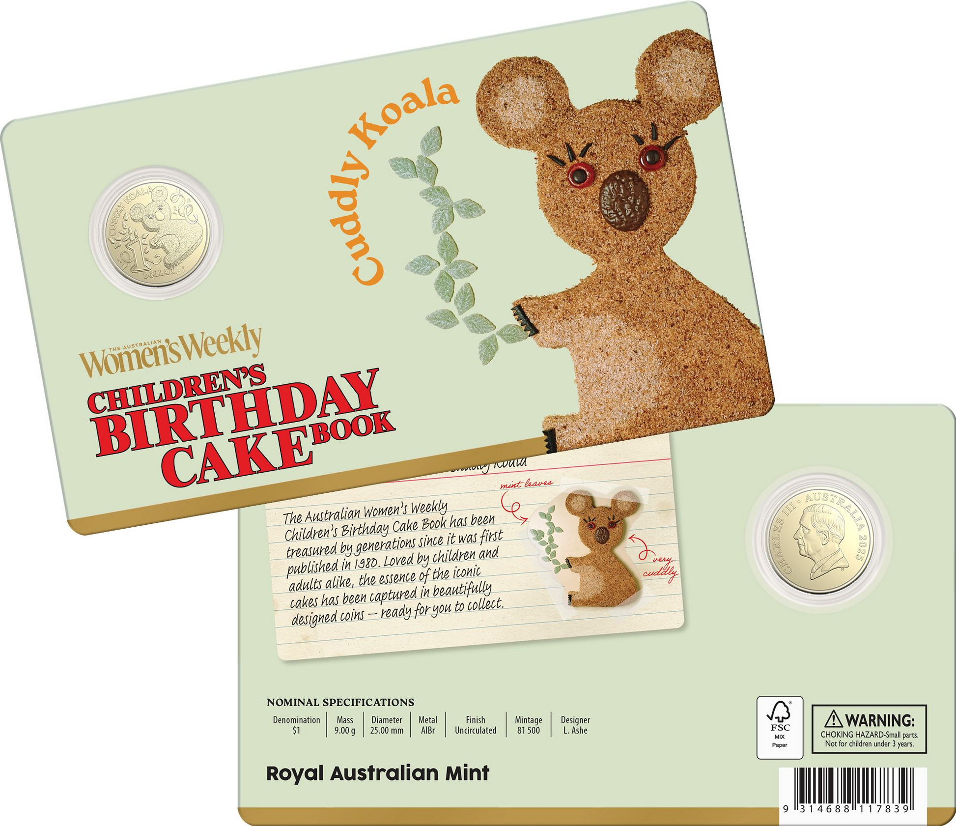 AWW 2025 $1 UNCIRCULATED COIN CUDDLY KOALA