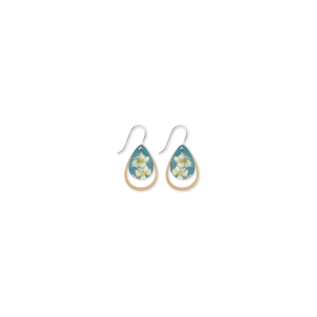 VAN GOGH ALMOND BLOSSOMS LAYERED ICONIC DROP EARRINGS